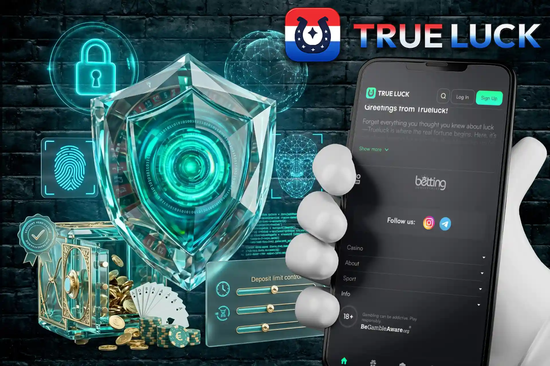 TrueLuck Casino met SSL-beveiliging, accountverificatie en verantwoord spelen